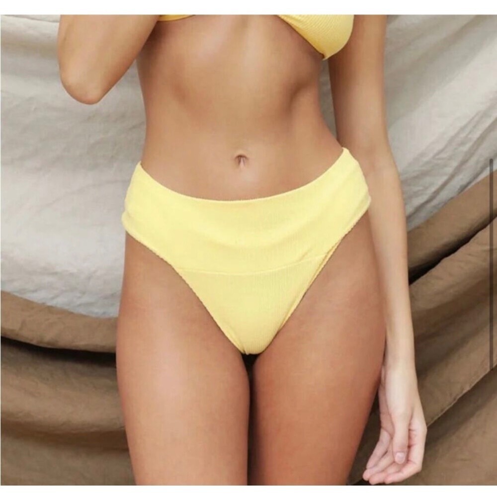 Toast Swim X Free People Signature Banded Waist Bikini Bottom Sunset Rib Small